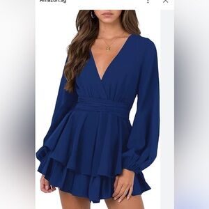 NWT  exclura Elegant Navy Blue Long Sleeve Dress without belt